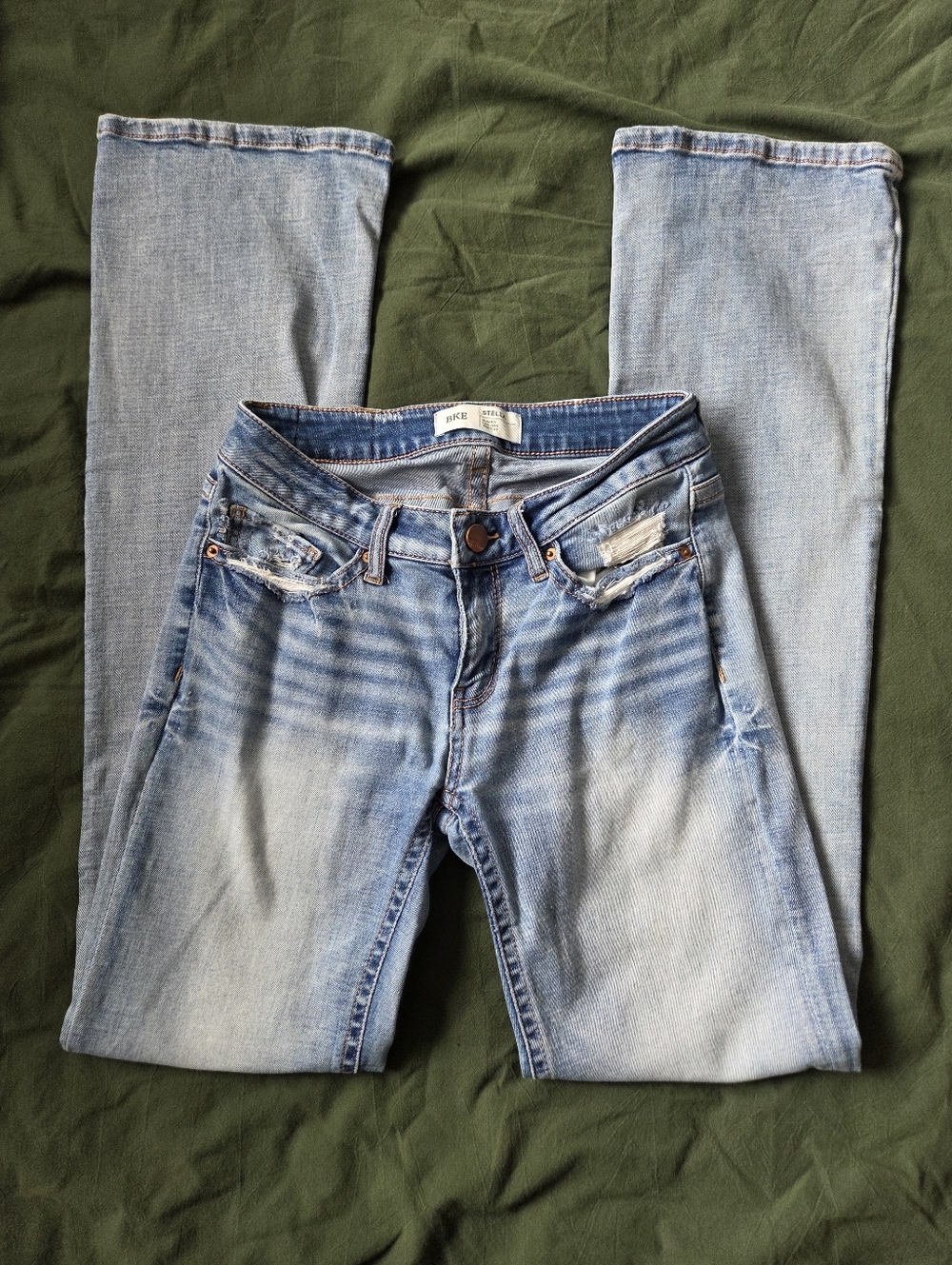 BKE Light Blue Distressed Bootcut Jeans